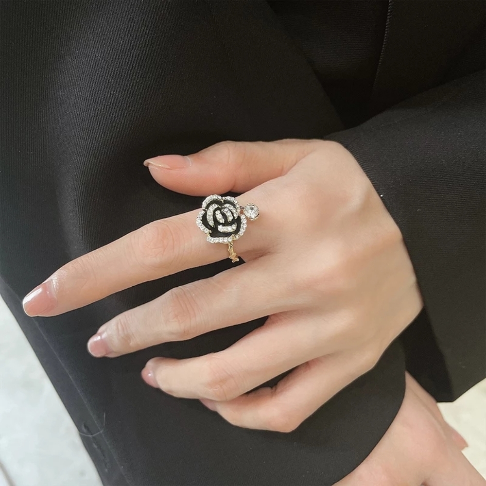 !NEW Gold Onyx Ring | Micropave Open Size Band Ring - Picture 10 of 16